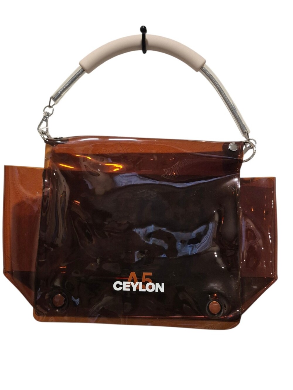 New Nana Nana A5 Ceylon Shoulder Bag Purse Transparent Amber Brown NWT